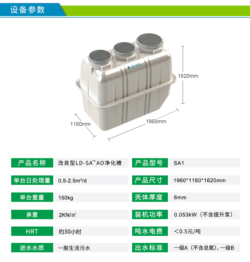 LD-SA玻璃钢净化槽参数